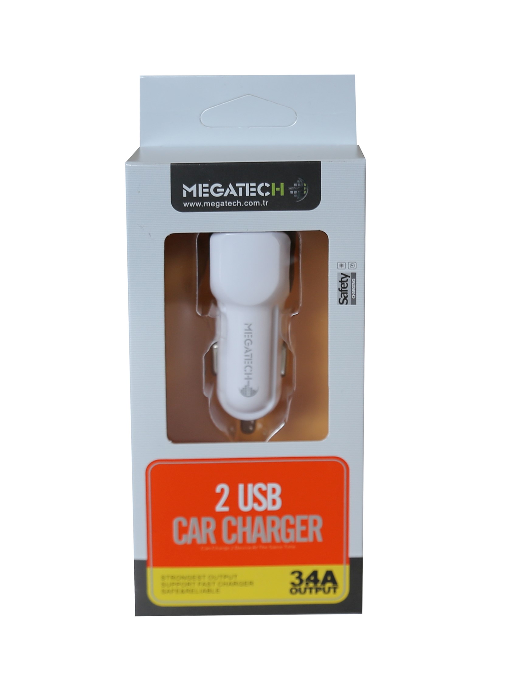 MEGATECH T05 2USB 3.4A BEYAZ ARAC CAKMAKLIK SARJ CIHAZI